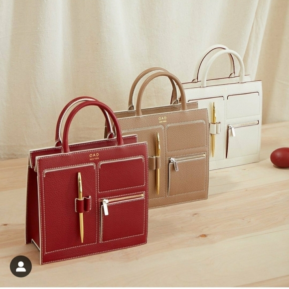 OAD Beige Mini Kit Zip Satchel/Crossbody Pebble Grain Leather Bag - Picture 13 of 13